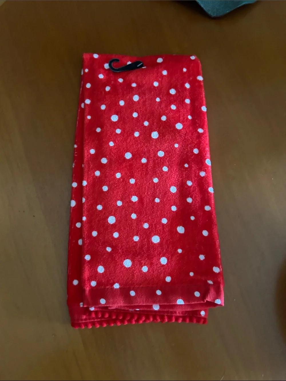 Red Holiday Kitchen Towel - Plush Polka Dot Design